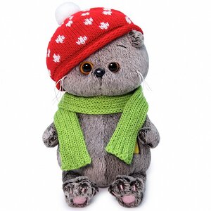 Мягкая игрушка Кот Басик Baby в шапке мухомор 20 см