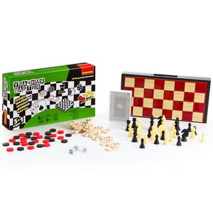 Магнитные игры Удачная партия 5 в 1: Шашки, Шахматы, Нарды, Домино, Карты