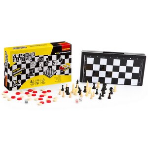 Магнитные игры Удачная партия 3 в 1: Шашки, Шахматы, Нарды Bondibon фото 1