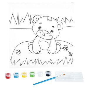Раскраска на холсте Творчество с Буки - Медвежонок 25*25 см + краски Bondibon фото 1