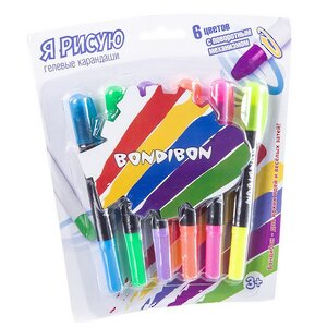 Гелевые карандаши Я рисую 6 цветов в черном корпусе Bondibon фото 1