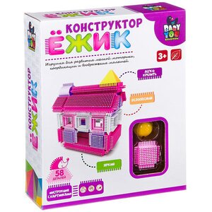 Игольчатый конструктор Ежик - Розовый Дом, 58 деталей Bondibon фото 1