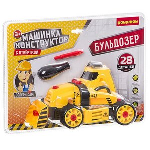 Машинка - конструктор с отверткой Бульдозер 28 деталей Bondibon (Бондибон) фото 2