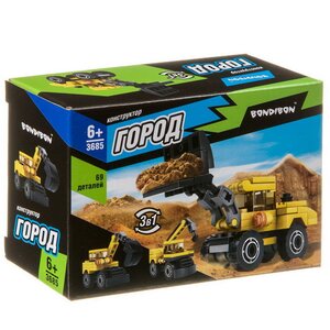 Конструктор Город - Экскаватор 3 в 1, 69 деталей Bondibon фото 1