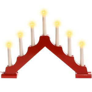 Светильник-горка Норвегия большой 39*30 см красный, 7 теплых белых LED ламп, батарейка Snowhouse фото 3