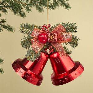 Елочное украшение Колокольчики 12 см красный
