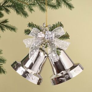 Елочное украшение Колокольчики 12 см серебряный