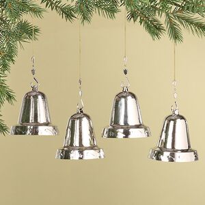 Елочная игрушка Колокольчик 10 см серебряный 4 шт