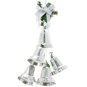 Гирлянда из колокольчиков с бантом 45 см серебряная Snowhouse фото 1