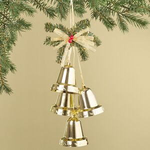 Гирлянда из колокольчиков с бантом 45 см золотая