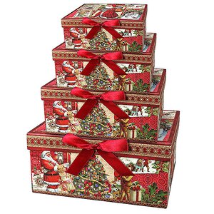 Подарочная коробка Санта и дети прямоугольная 23*16*12 см Mister Christmas фото 1