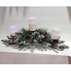 Подсвечник Bristle 76 см с шишками на 3 свечи, ЛЕСКА + ПВХ National Tree Company фото 5