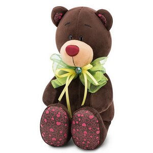 Мягкая игрушка Медведь Choco: Зеленый бант 25 см, Orange Choco&Milk