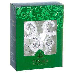 Стеклянная елочная игрушка Сердечко Кокетка 6.5 см серебряное, подвеска Фабрика Елочка фото 2