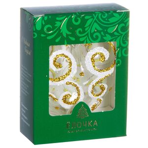 Стеклянная елочная игрушка Сердечко Кокетка 6.5 см золотое, подвеска Фабрика Елочка фото 2