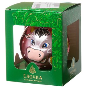 Стеклянный елочный шар Бычок Талисман 7 см красный Фабрика Елочка фото 2