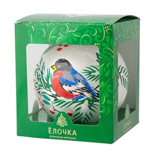 Стеклянный елочный шар Зимний 11 см белый Фабрика Елочка фото 2