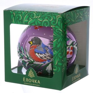 Стеклянный елочный шар Зимний 11 см сиреневый Фабрика Елочка фото 2