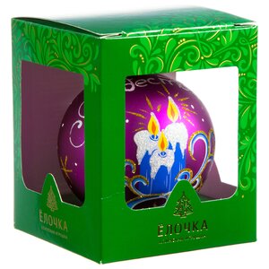 Стеклянный елочный шар Праздничный 8 см фиолетовый Фабрика Елочка фото 2
