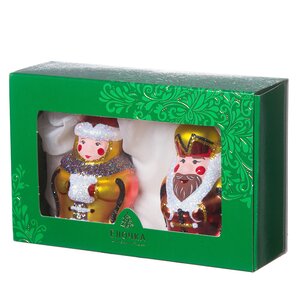 Набор стеклянных елочных игрушек Славяне 8 см, 2 шт, подвеска Фабрика Елочка фото 2