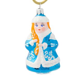Стеклянная елочная игрушка Снегурка 8 см, подвеска