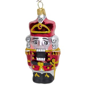 Стеклянная елочная игрушка Щелкунчик-2 8.5 см красный, подвеска Фабрика Елочка фото 1