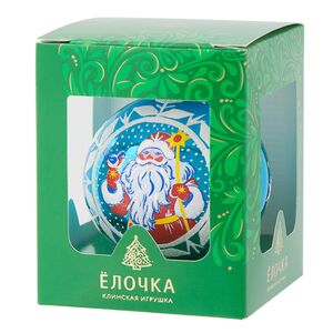 Стеклянный елочный шар Дед Мороз 7 см бирюзовый Фабрика Елочка фото 2