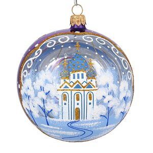 Стеклянный елочный шар Русь-1 9 см фиолетовый Фабрика Елочка фото 1