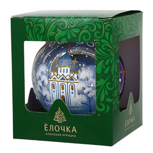 Стеклянный елочный шар Русь-1 9 см фиолетовый Фабрика Елочка фото 3