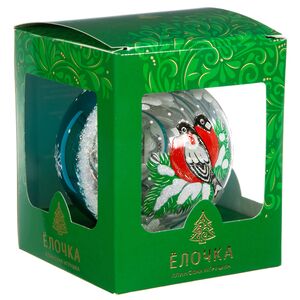 Стеклянный елочный шар Зимняя Ветка 9 см бирюзовый Фабрика Елочка фото 2