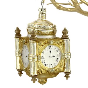Стеклянная елочная игрушка Часы Эйми Голдкул 12 см, золотая Goodwill фото 1