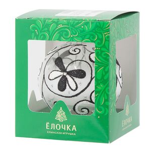 Стеклянный елочный шар Джулия 8 см, черный узор Фабрика Елочка фото 2
