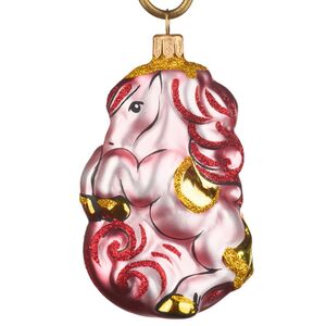 Стеклянная елочная игрушка Зодиак - Цирковая Лошадка 10 см красная Фабрика Елочка фото 2