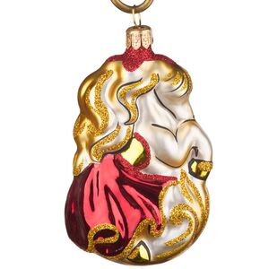 Стеклянная елочная игрушка Зодиак - Цирковая Лошадка 10 см золотая Фабрика Елочка фото 3
