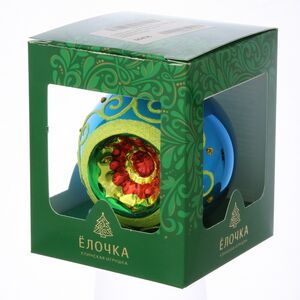 Стеклянный елочный шар Лучезарный 8 см синий Фабрика Елочка фото 2