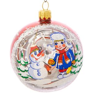 Стеклянный елочный шар Игра 7 см красный