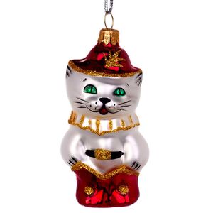 Стеклянная елочная игрушка Кот в Сапогах 8 см, подвеска