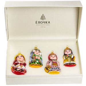 Набор стеклянных елочных игрушек Времена года 8.5 см, 4 шт, подвеска Фабрика Елочка фото 2