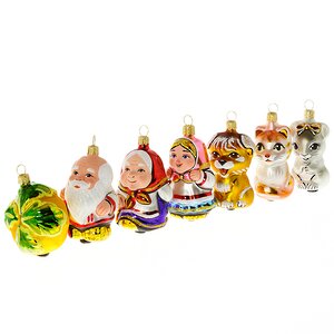 Набор стеклянных елочных игрушек Репка, 7 шт, подвеска