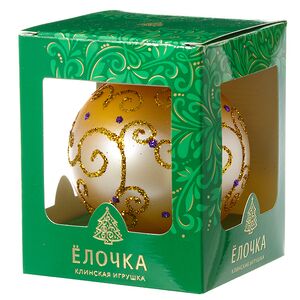 Стеклянный елочный шар Золотой 8 см Фабрика Елочка фото 2
