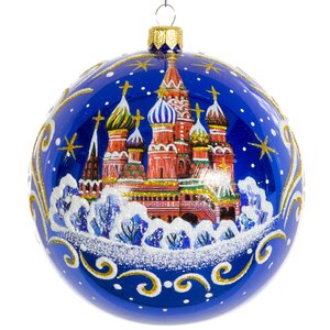 Стеклянный елочный шар Покровский Храм 11 см