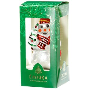 Стеклянная елочная игрушка Снеговик с Елкой 8 см, подвеска Фабрика Елочка фото 2