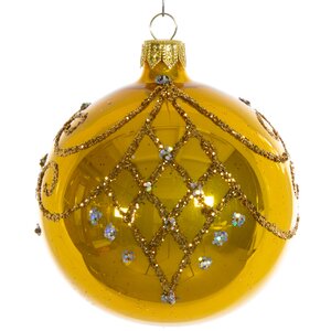 Стеклянный елочный шар Версаль 8 см золотой Фабрика Елочка фото 1