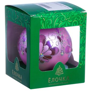 Стеклянный елочный шар Веер 9 см розовый Фабрика Елочка фото 2