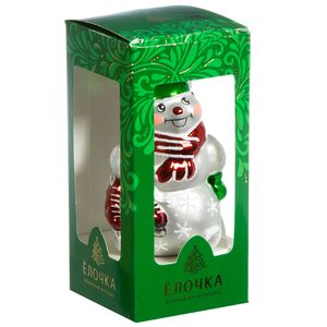 Стеклянная елочная игрушка Снеговик в красном шарфе 8 см, подвеска Фабрика Елочка фото 2