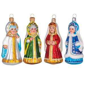 Набор стеклянных елочных игрушек Сказочный хоровод 12 см, 4 шт, подвеска Фабрика Елочка фото 2