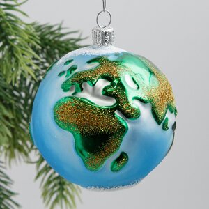 Набор стеклянных елочных игрушек Космический, 3 шт, золотой, подвеска Фабрика Елочка фото 4