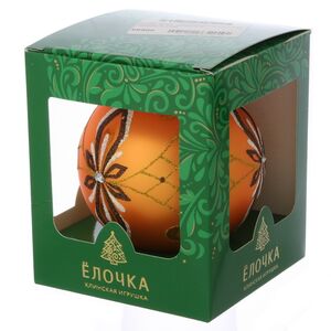 Стеклянный елочный шар Янтарь 9 см оранжевый Фабрика Елочка фото 2