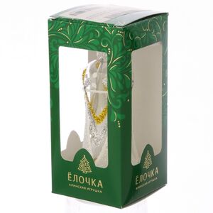 Стеклянная елочная игрушка Колокольчик Элегантный 9 см золотой, подвеска Фабрика Елочка фото 2