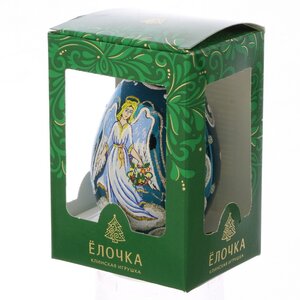 Стеклянная елочная игрушка Яйцо - Ангел 9 см бирюзовое, подвеска Фабрика Елочка фото 2